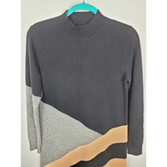 Chinti & Parker Womens Cashmere Wool Sweater Dress Black Beige Gray Size Small - Picture 2 of 9